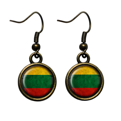 Lithuania Lithuanian Flag Antique Bronze Earrings