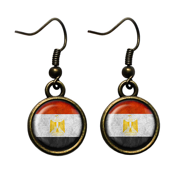 Egypt Egyptian Flag Antique Bronze Earrings