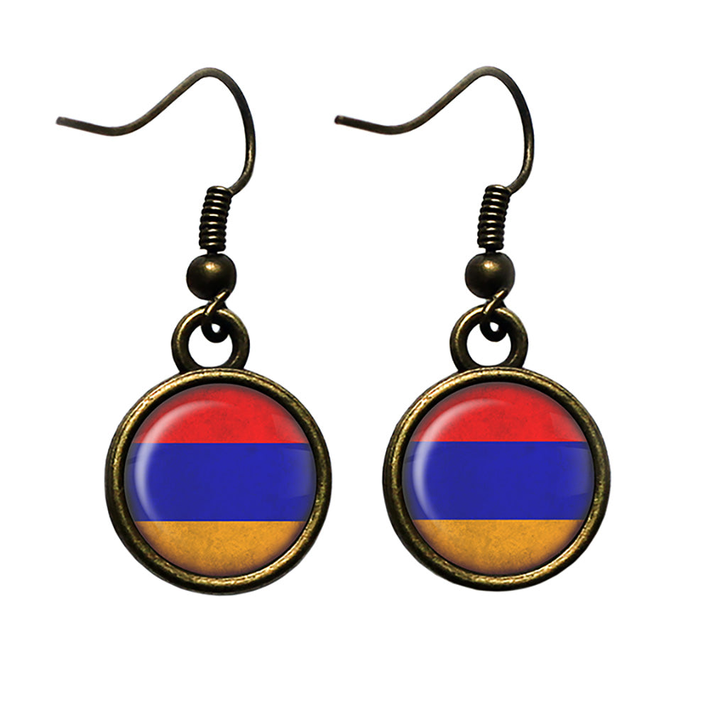 Armenia Armenian Flag Antique Bronze Earrings