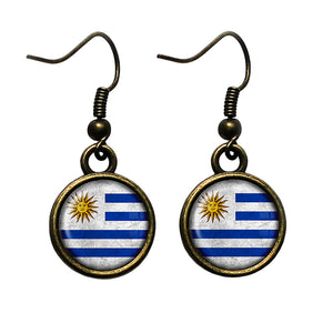 Uruguay Uruguayan Flag Antique Bronze Earrings