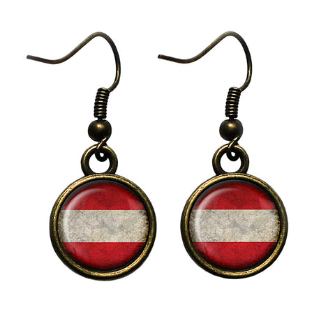 Austria Austrian Österreich Flag Antique Bronze Earrings