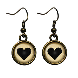 Black Love Heart Mothers Valentines Antique Bronze Earrings