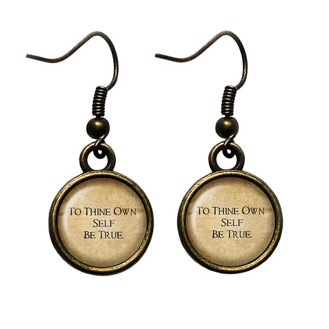 William Shakespeare To Thine Own Self be True Antique Bronze Earrings