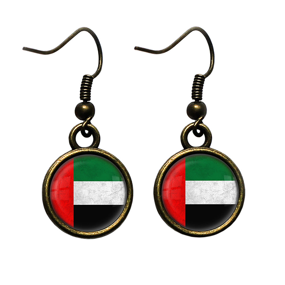 United Arab Emirates Emirati Flag Antique Bronze Earrings