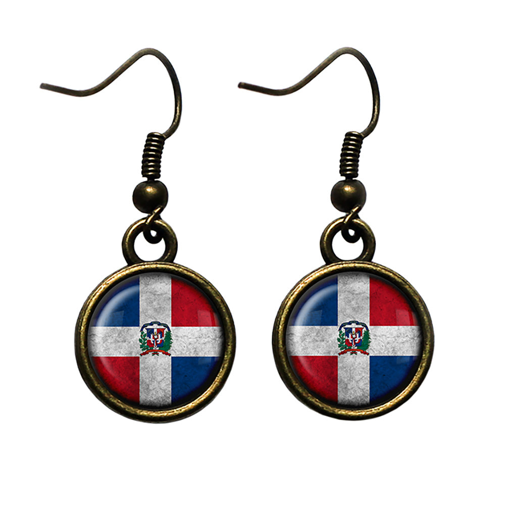 The Dominican Republic Dominican Flag Antique Bronze Earrings