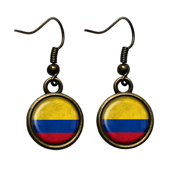 Columbia Columbian Flag Antique Bronze Earrings