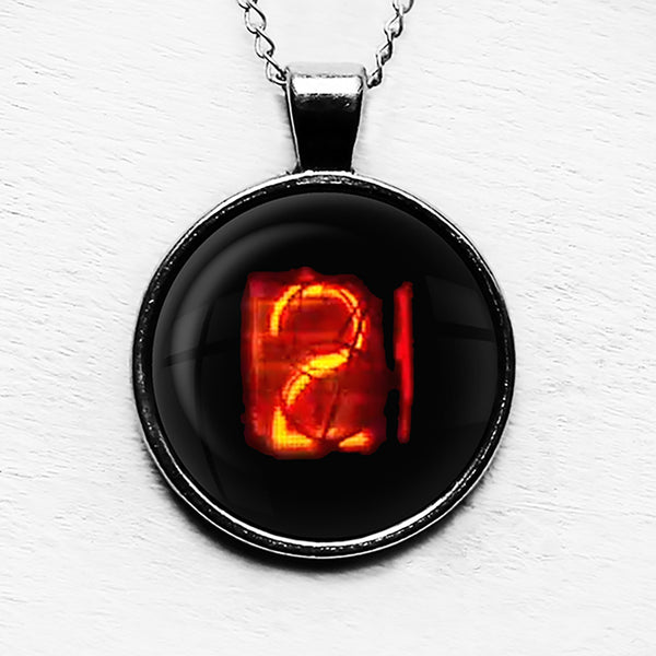 Dieselpunk Steampunk Cyberpunk Nixie Tube Print Number 2 Two Pendant & Necklace