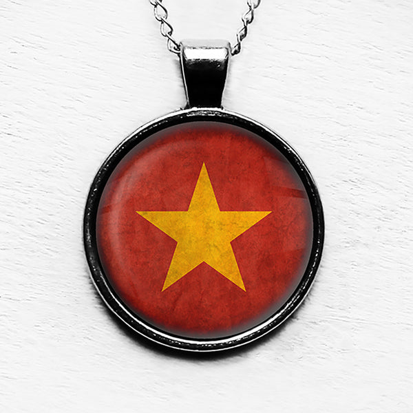 Vietnam Vietnamese Flag Pendant & Necklace