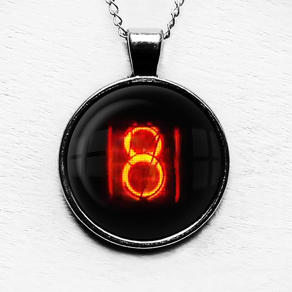 Dieselpunk Steampunk Cyberpunk Nixie Tube Print Number 8 Eight Pendant & Necklace