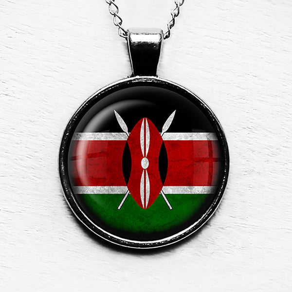 Kenya Kenyan Flag Pendant & Necklace