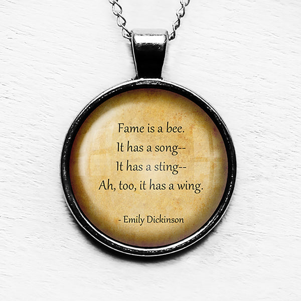 Emily Dickinson Fame is a Bee Song Sting Wing Pendant & Necklace