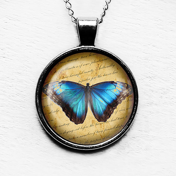 Blue Butterfly Pendant & Necklace