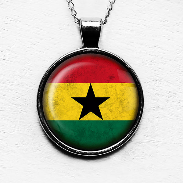 African Nation Ghana Flag Pendant & Necklace