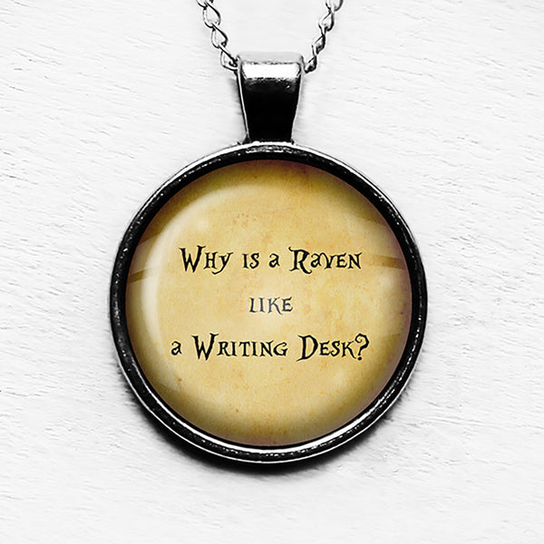 Alice in Wonderland Raven Writing Desk Pendant & Necklace