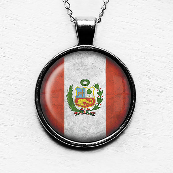 Peru Peruvian Flag Pendant & Necklace