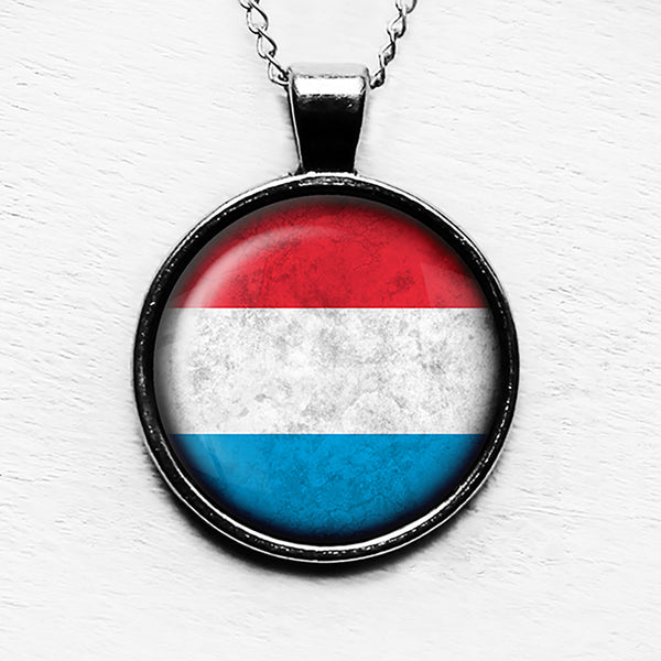 Luxembourg Lëtzebuerg Flag Pendant & Necklace