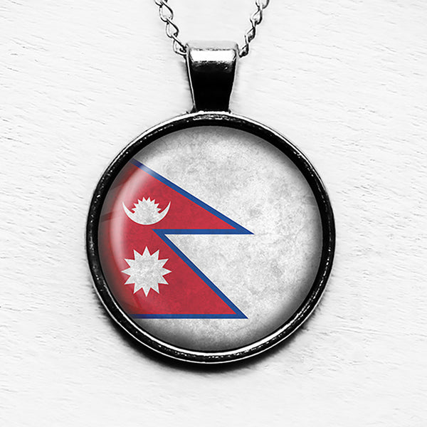 Nepal Nepalese Flag Pendant & Necklace