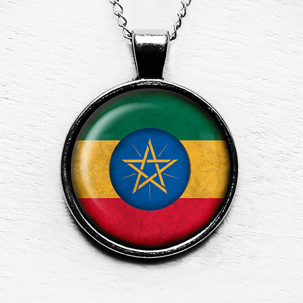 Ethiopia Ethiopian Flag Pendant & Necklace