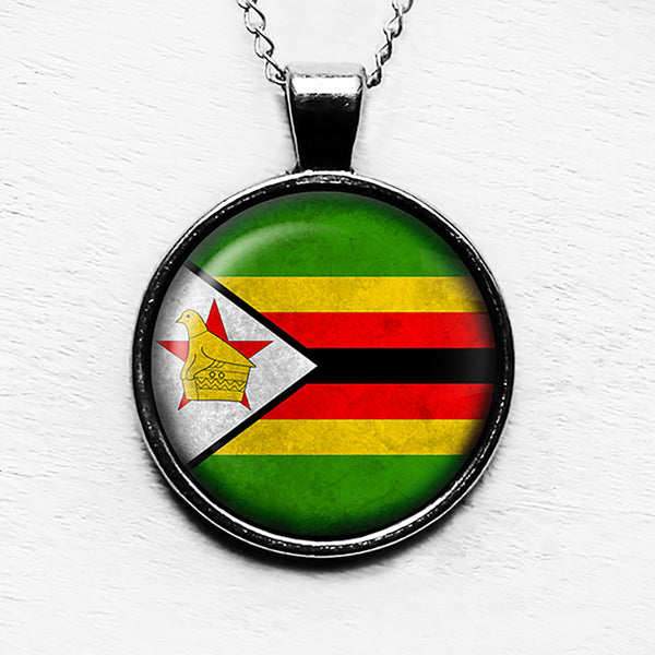 Zimbabwe Zimbabwean Flag Pendant & Necklace