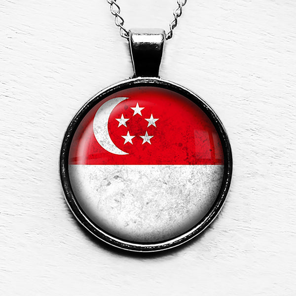 Singapore Singaporean Flag Pendant & Necklace