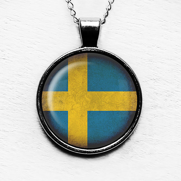 Sweden Swedish Flag Pendant & Necklace