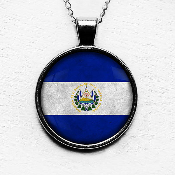 El Salvador Salvadoran Flag Pendant & Necklace