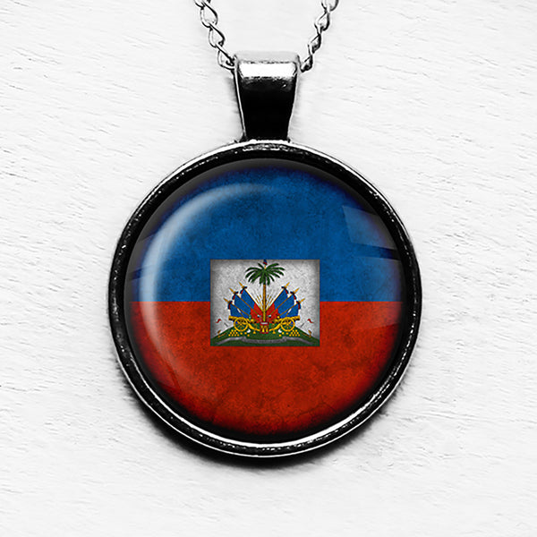 Haiti Haitian Flag Pendant & Necklace