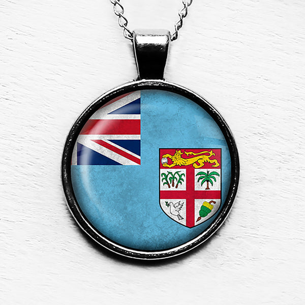 Fiji Fijian Flag Pendant & Necklace