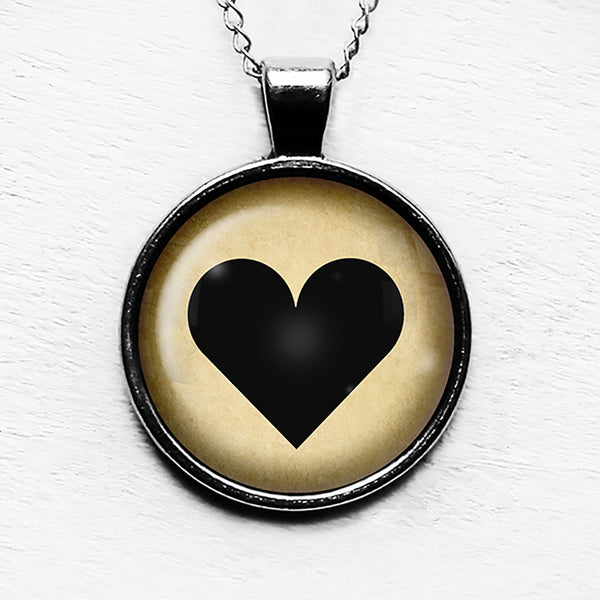 Black Love Heart Mothers Valentines Pendant & Necklace