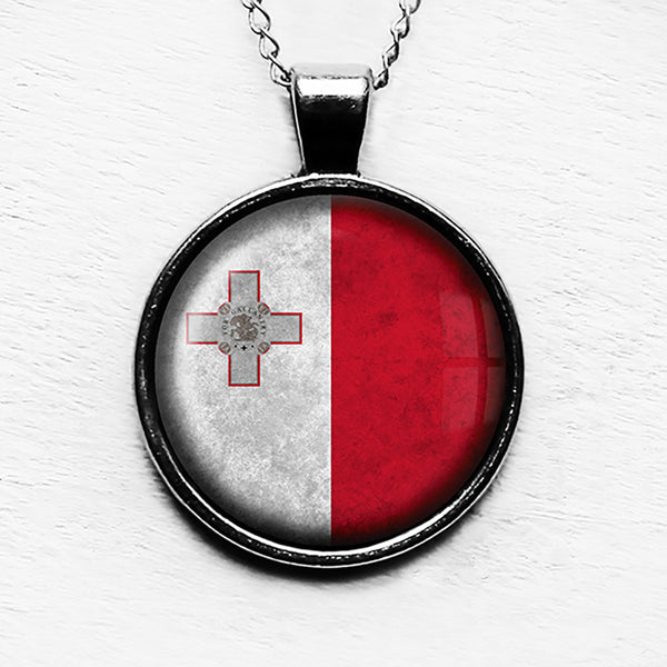 Malta Maltese Flag Pendant & Necklace