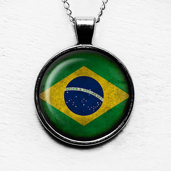 Brazil Brazilian Flag Pendant & Necklace