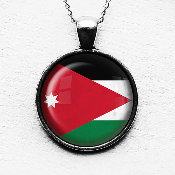 Kingdom of Jordan Jordanian Flag Pendant & Necklace