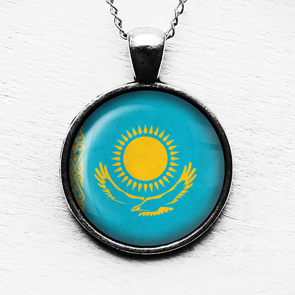 Republic of Kazakhstan Kazakhstani Flag Pendant & Necklace