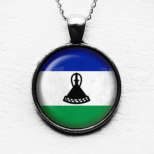 Kingdom of Lesotho Lesothan Flag Pendant & Necklace