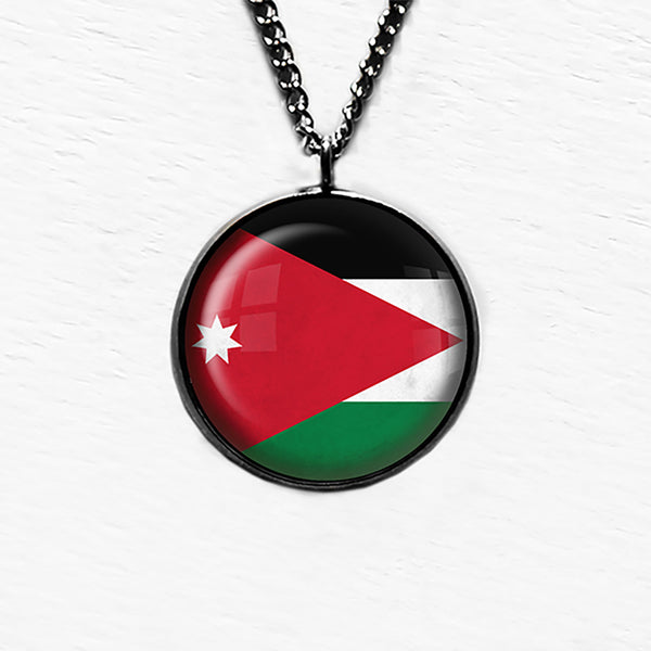 Kingdom of Jordan Jordanian Flag Pendant & Necklace