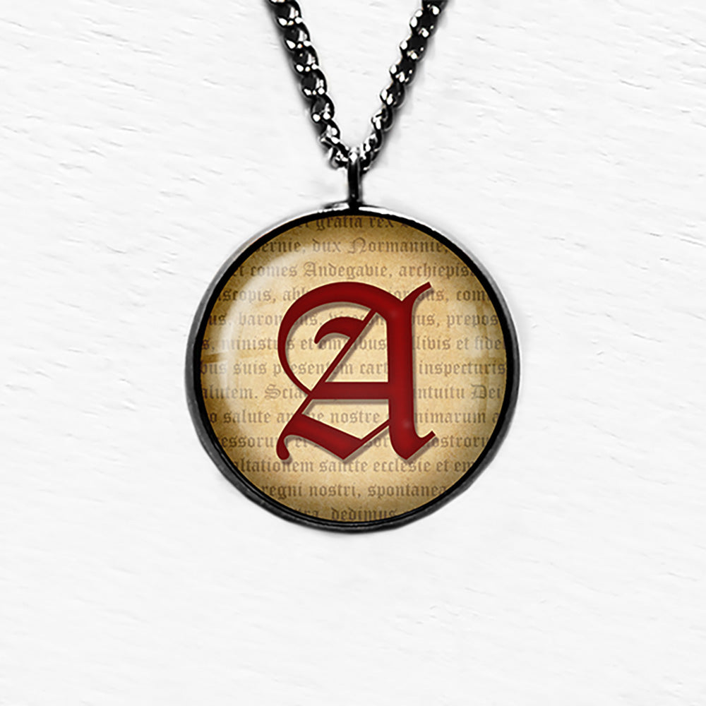 A Letter Old English Gothic Blackletter Magna Carta Pendant & Necklace