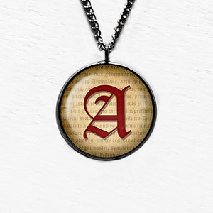 A Letter Old English Gothic Blackletter Magna Carta Pendant & Necklace