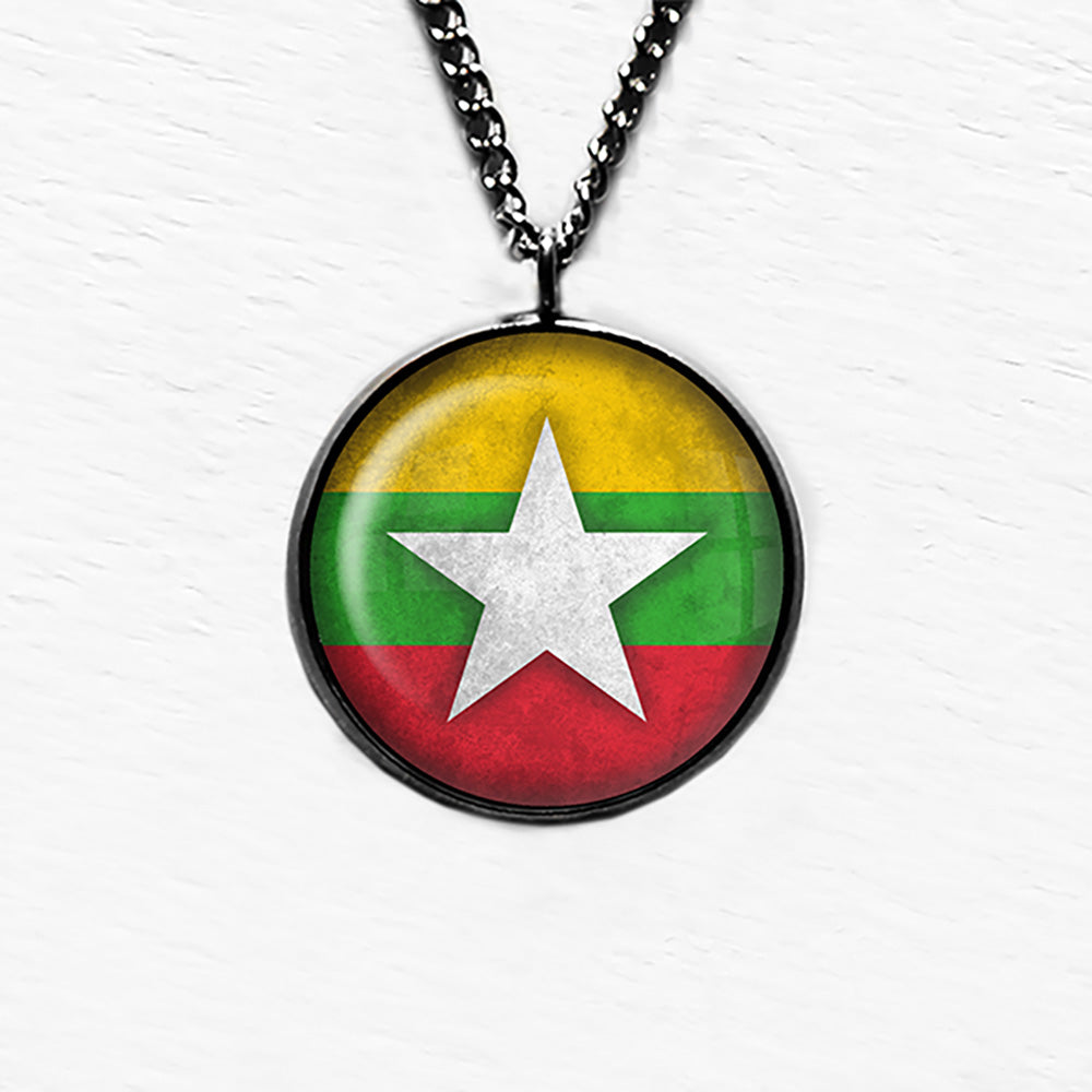 Republic of the Union of Myanmar Burma Burmese Flag Pendant & Necklace