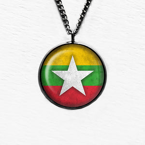 Republic of the Union of Myanmar Burma Burmese Flag Pendant & Necklace