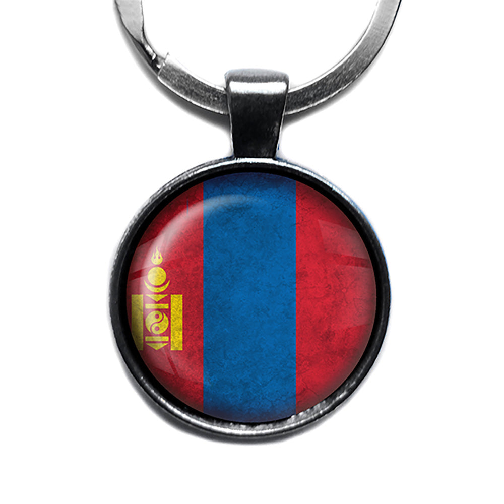 Mongolia Mongolian Flag Antique Silver Keychain