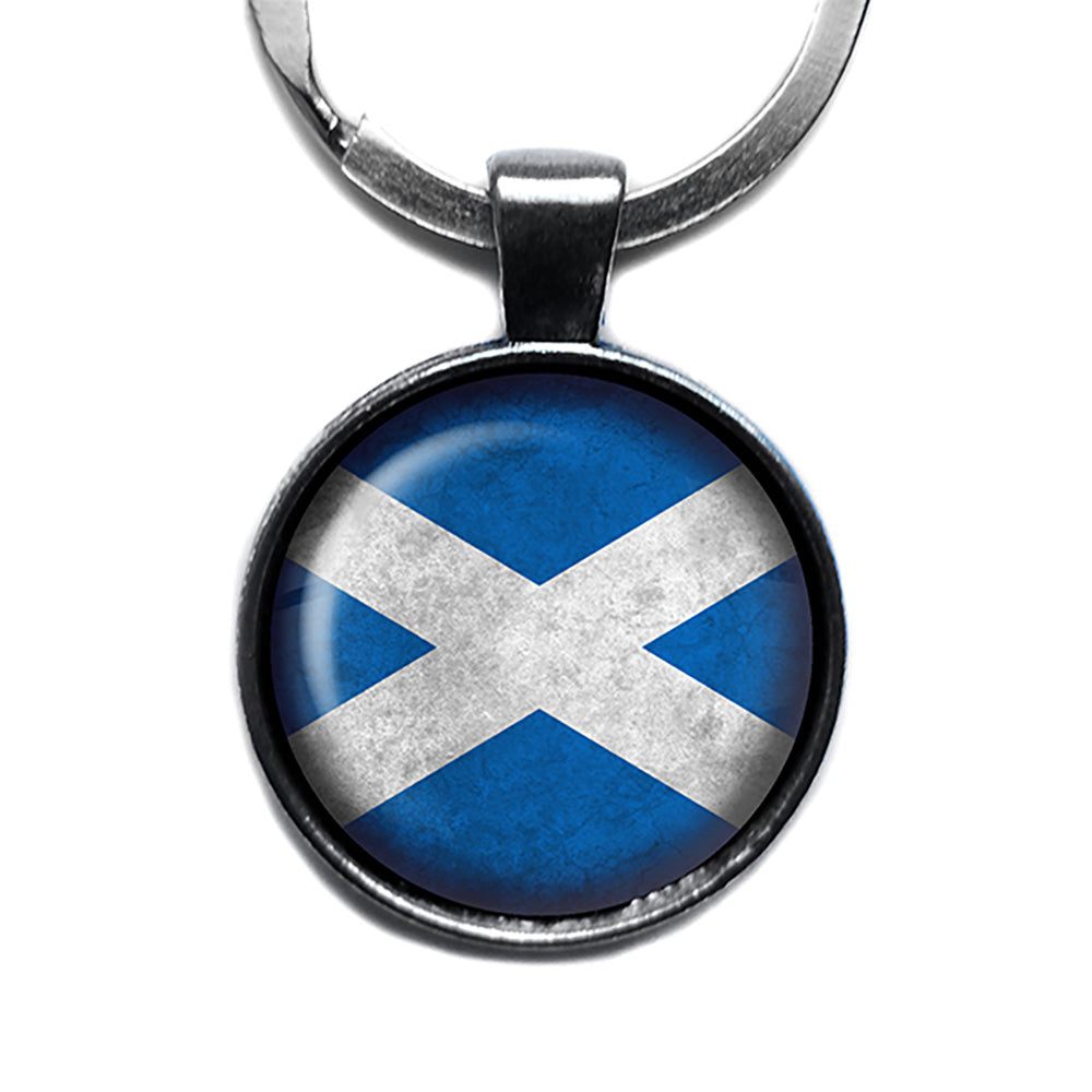 Scotland Scottish Flag Antique Silver Keychain