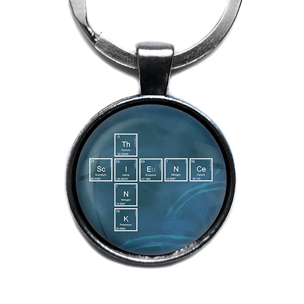 Periodic Table Elements Think Science Geek Antique Silver Keychain