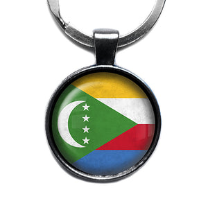 Union of the Comoros Comorian Flag Antique Silver Keychain