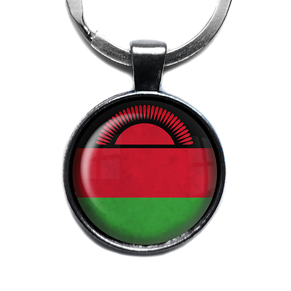 Republic of Malawi Malawian Flag Antique Silver Keychain