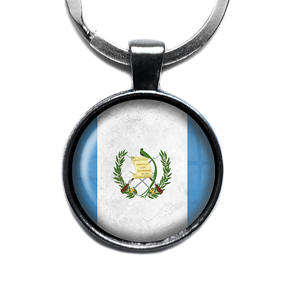 Republic of Guatemala Guatemalan Flag Antique Silver Keychain