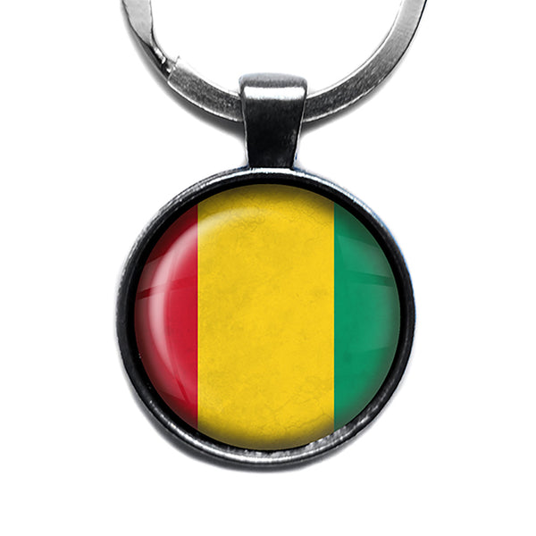 Republic of Guinea Guinean Flag Antique Silver Keychain