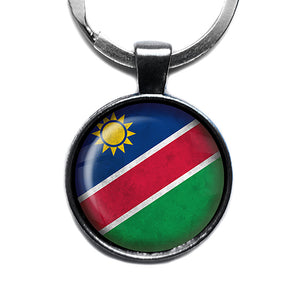 Republic of Namibia Namibian Flag Antique Silver Keychain