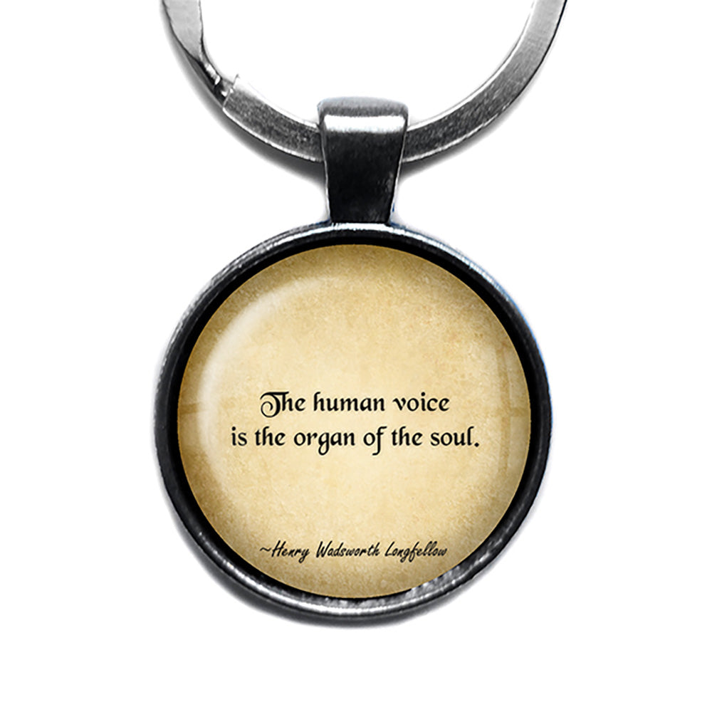 Henry Wadsworth Longfellow The Human Voice is the Organ of the Soul Antique Silver Keychain