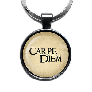 Latin Phrase Quote Saying Carpe Diem Seize the Day Horace Roman Poet Antique Silver Keychain