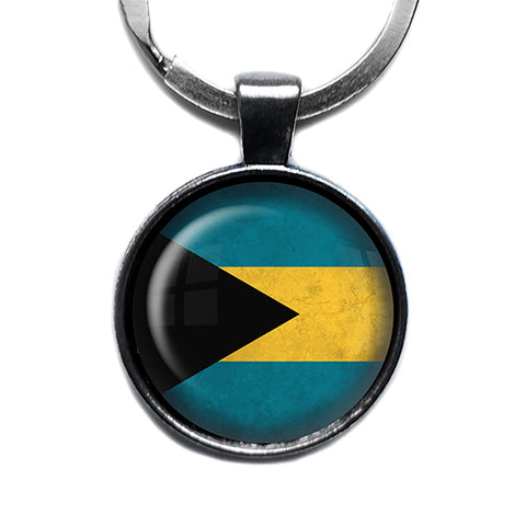 The Bahamas Bahamian Flag Antique Silver Keychain